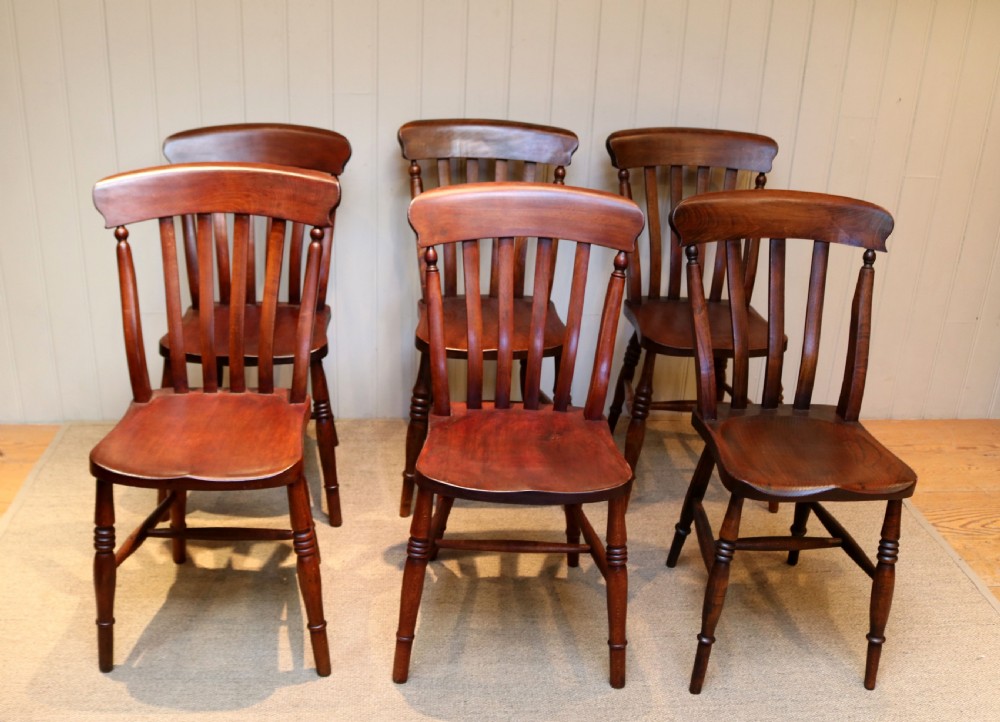 Set Of Six Matched Beech Kitchen Chairs