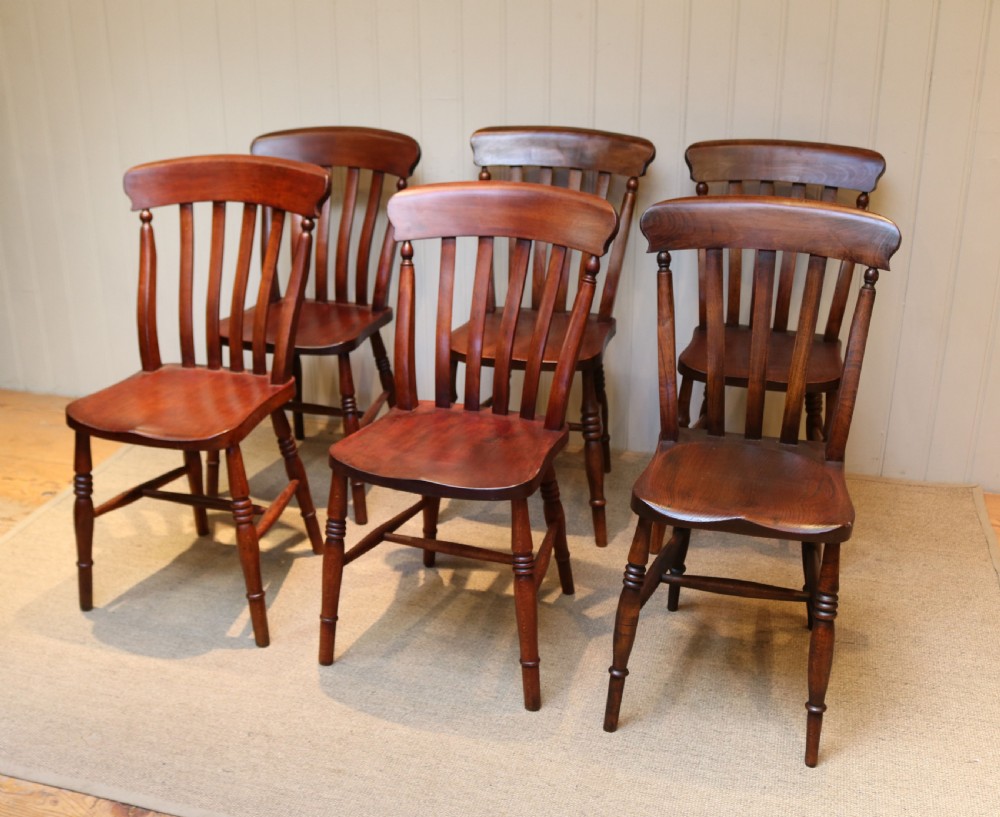 Set Of Six Matched Beech Kitchen Chairs View III