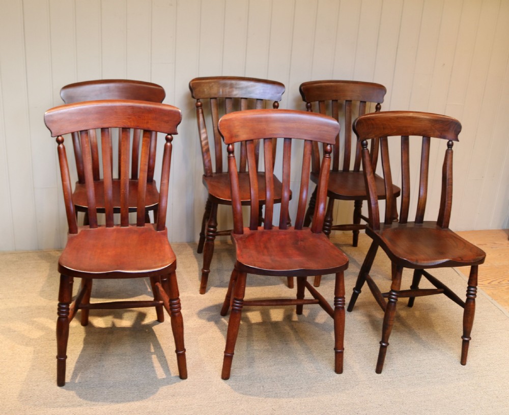 Set Of Six Matched Beech Kitchen Chairs View V