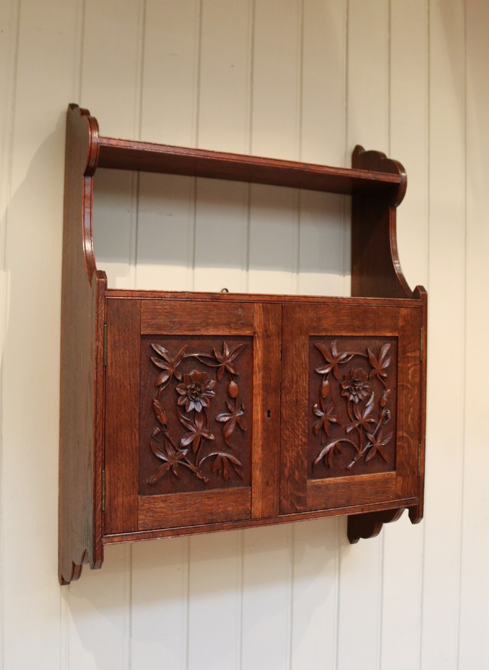 Late Victorian Oak Wall Cabinet View V
