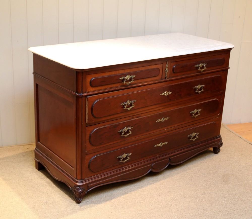French Mahogany Marble Top Chest View II