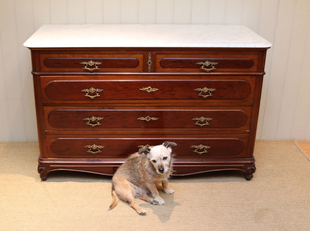 French Mahogany Marble Top Chest View V