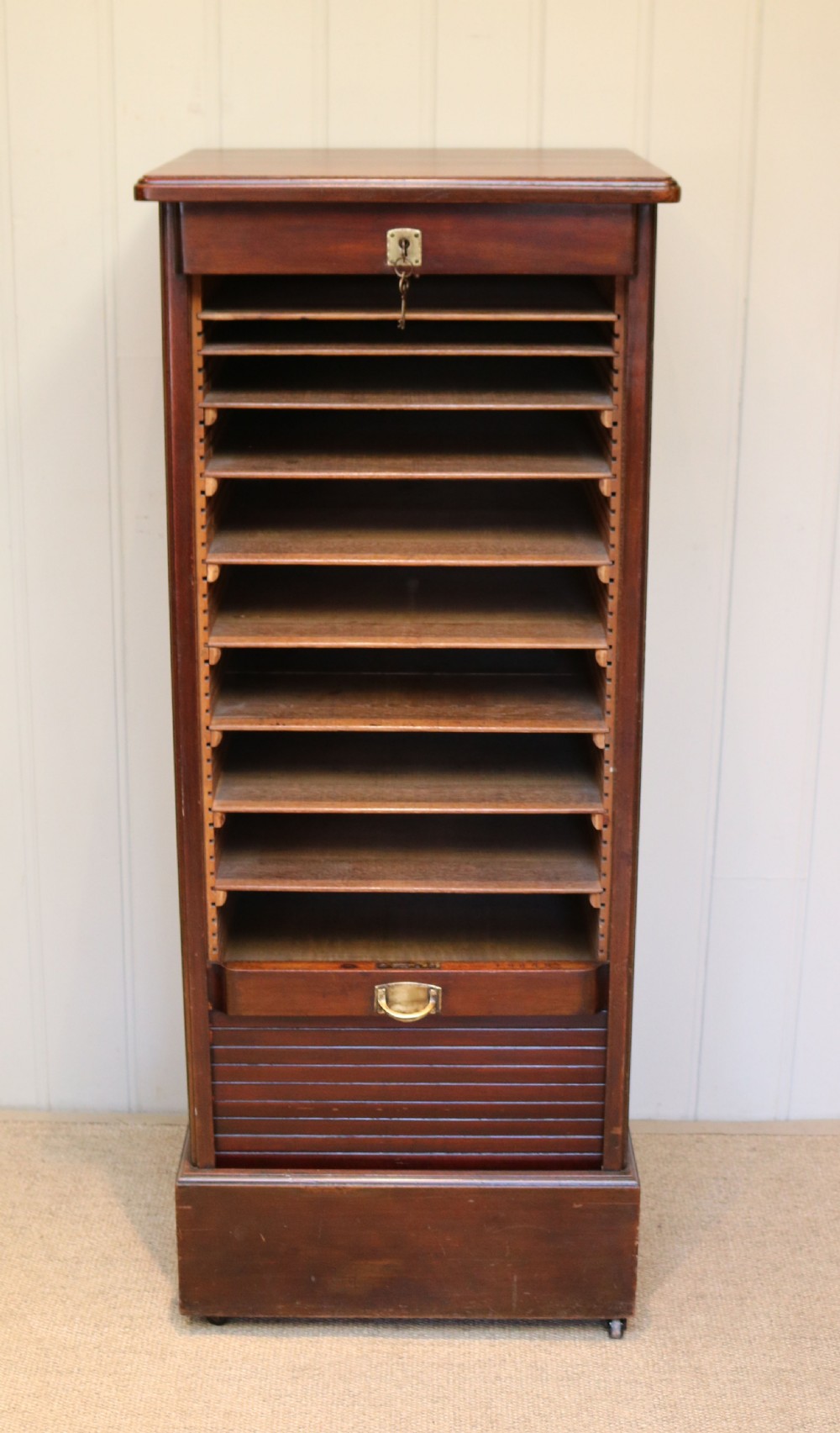 French Mahogany Tambour Front Filing Cabinet View IV