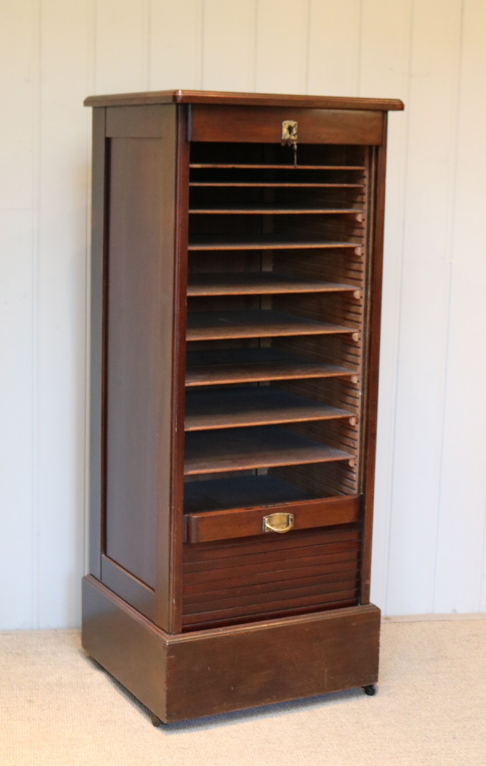 French Mahogany Tambour Front Filing Cabinet View VII
