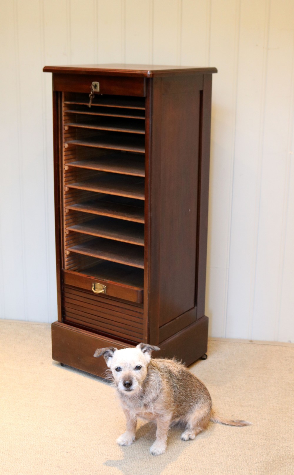 French Mahogany Tambour Front Filing Cabinet View VIII