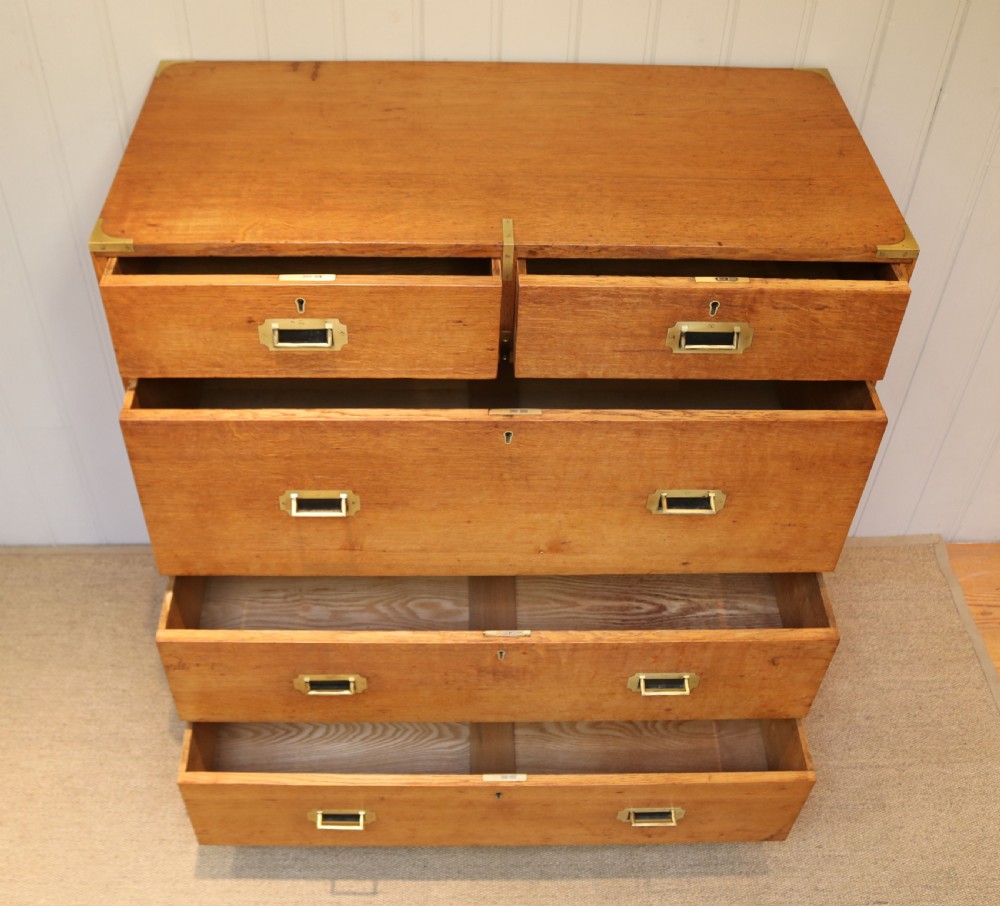 Good Quality Late 19th Century Oak Military Chest View V