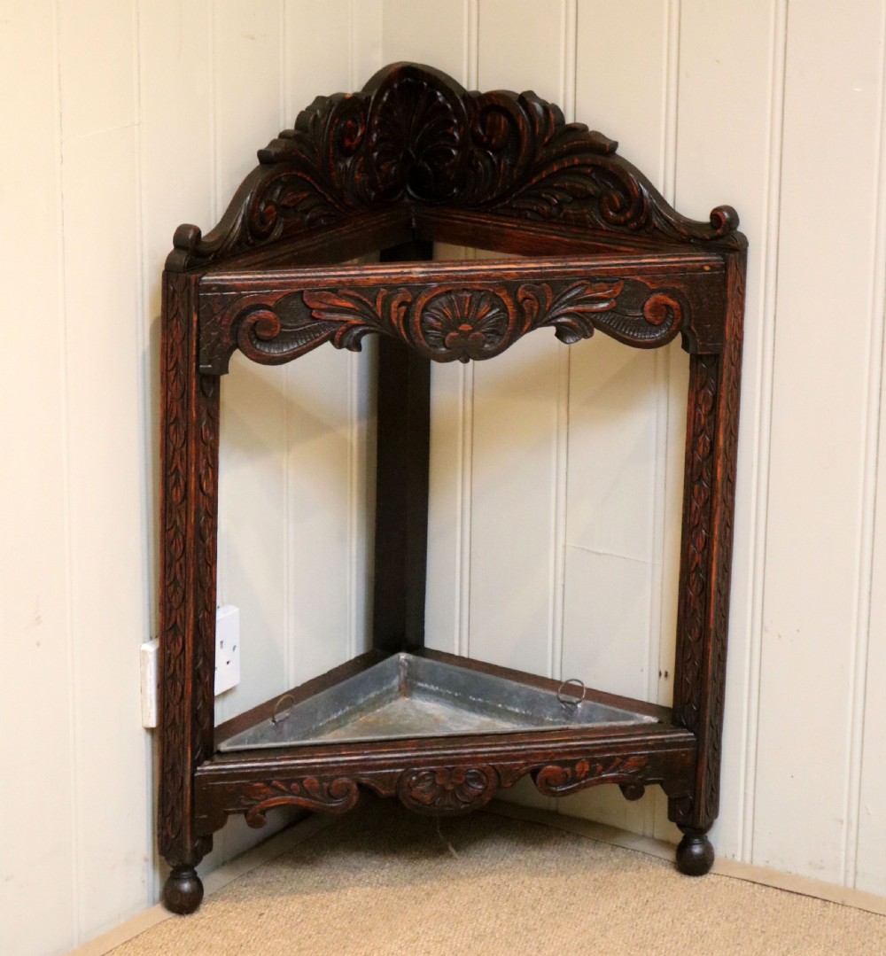 Late Victorian Oak Corner Stick Stand