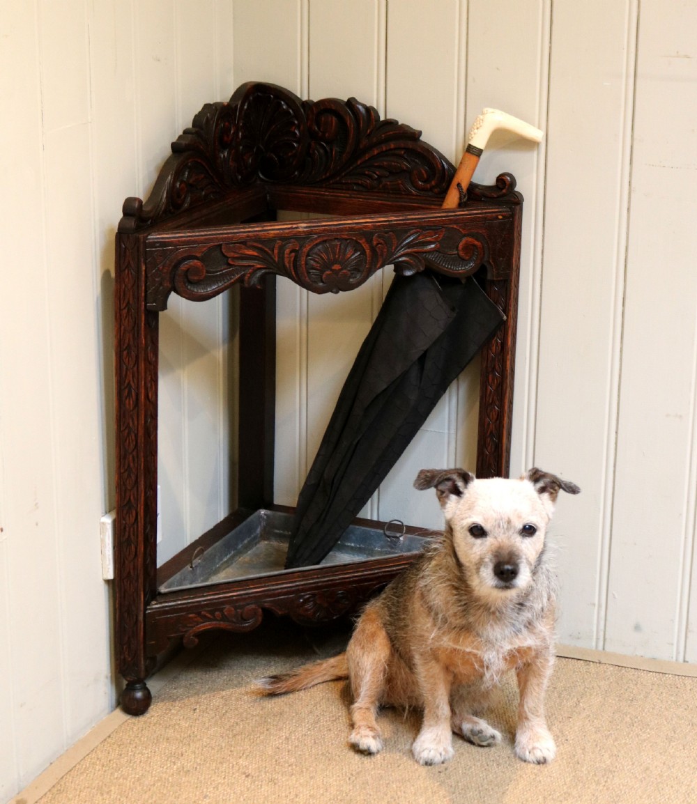 Late Victorian Oak Corner Stick Stand View II