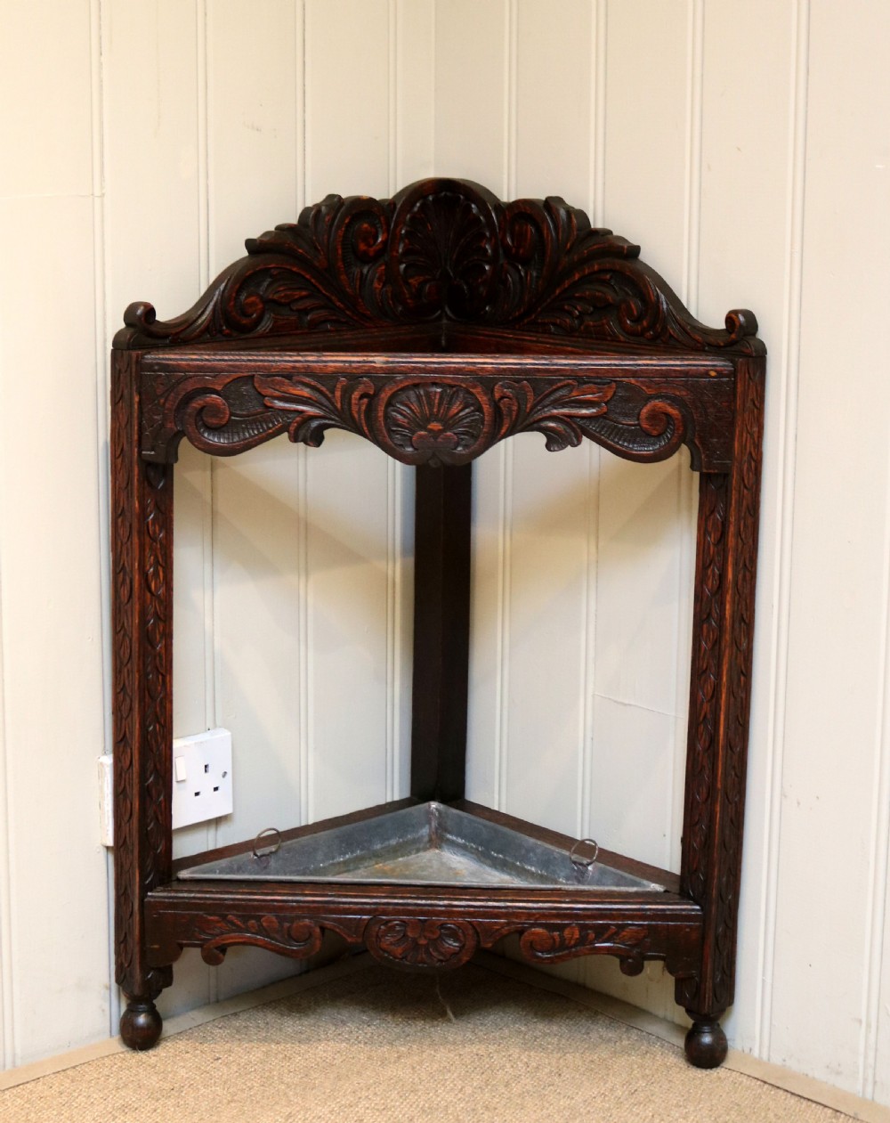 Late Victorian Oak Corner Stick Stand View III