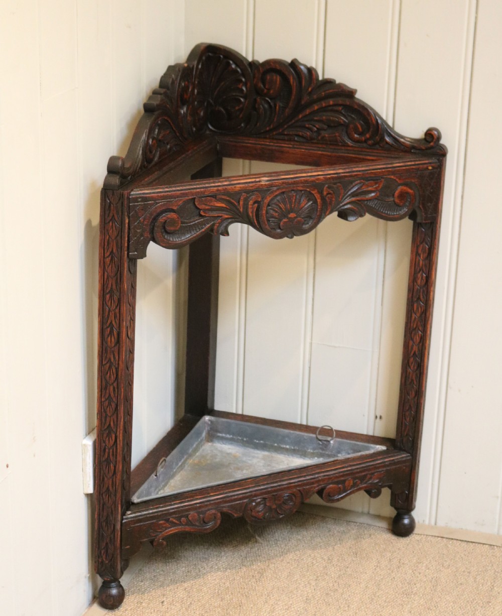 Late Victorian Oak Corner Stick Stand View IV