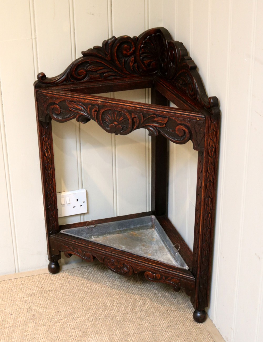 Late Victorian Oak Corner Stick Stand View V