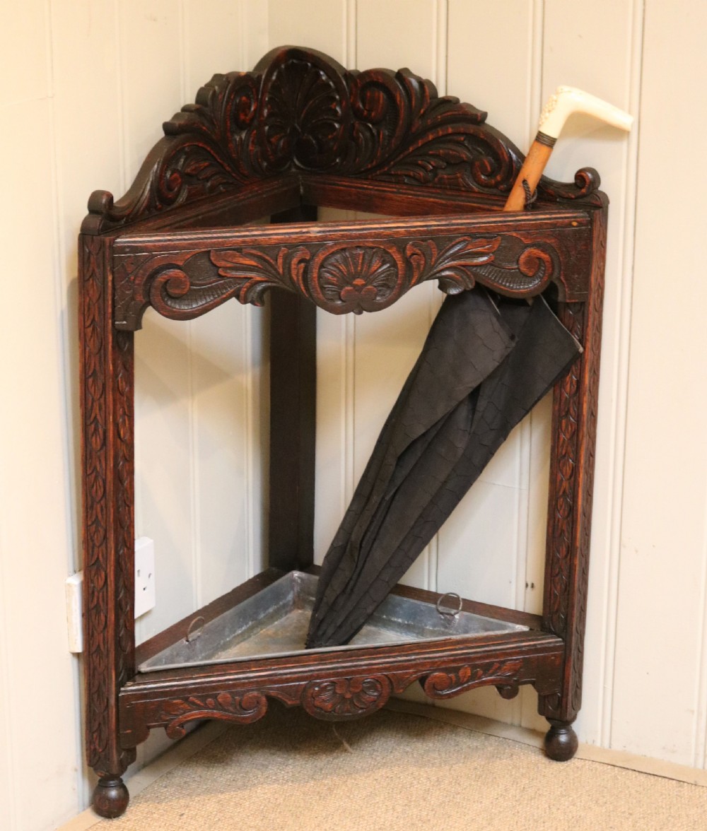 Late Victorian Oak Corner Stick Stand View VII