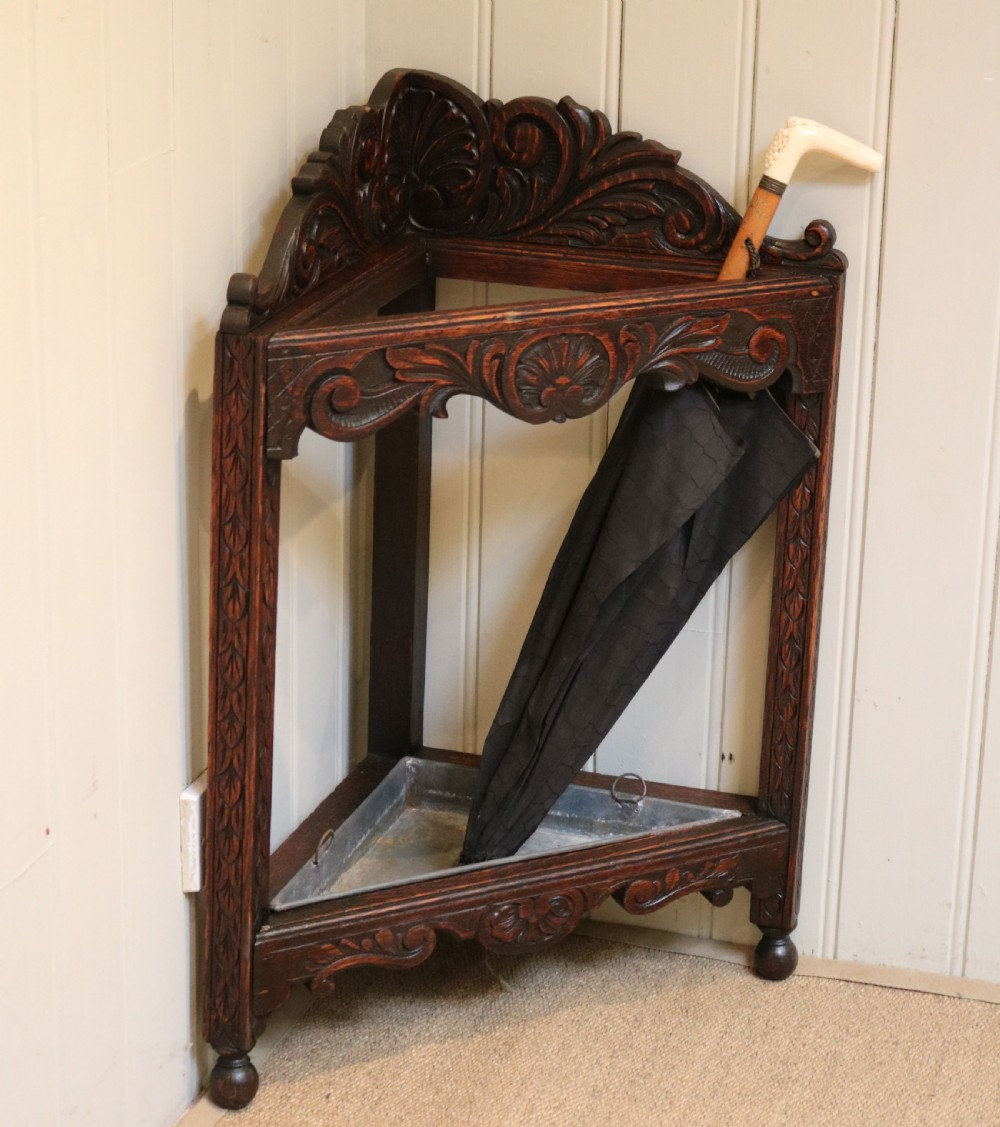 Late Victorian Oak Corner Stick Stand View VIII