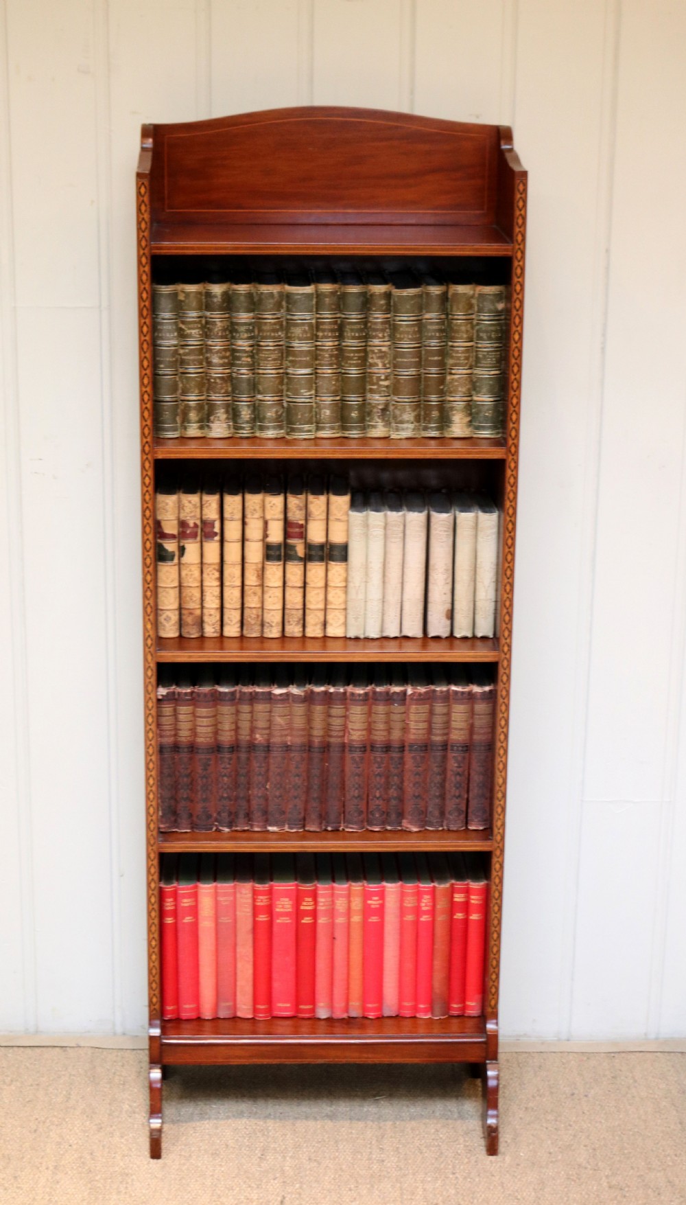 Edwardian Tall Slim Open Mahogany Bookcase