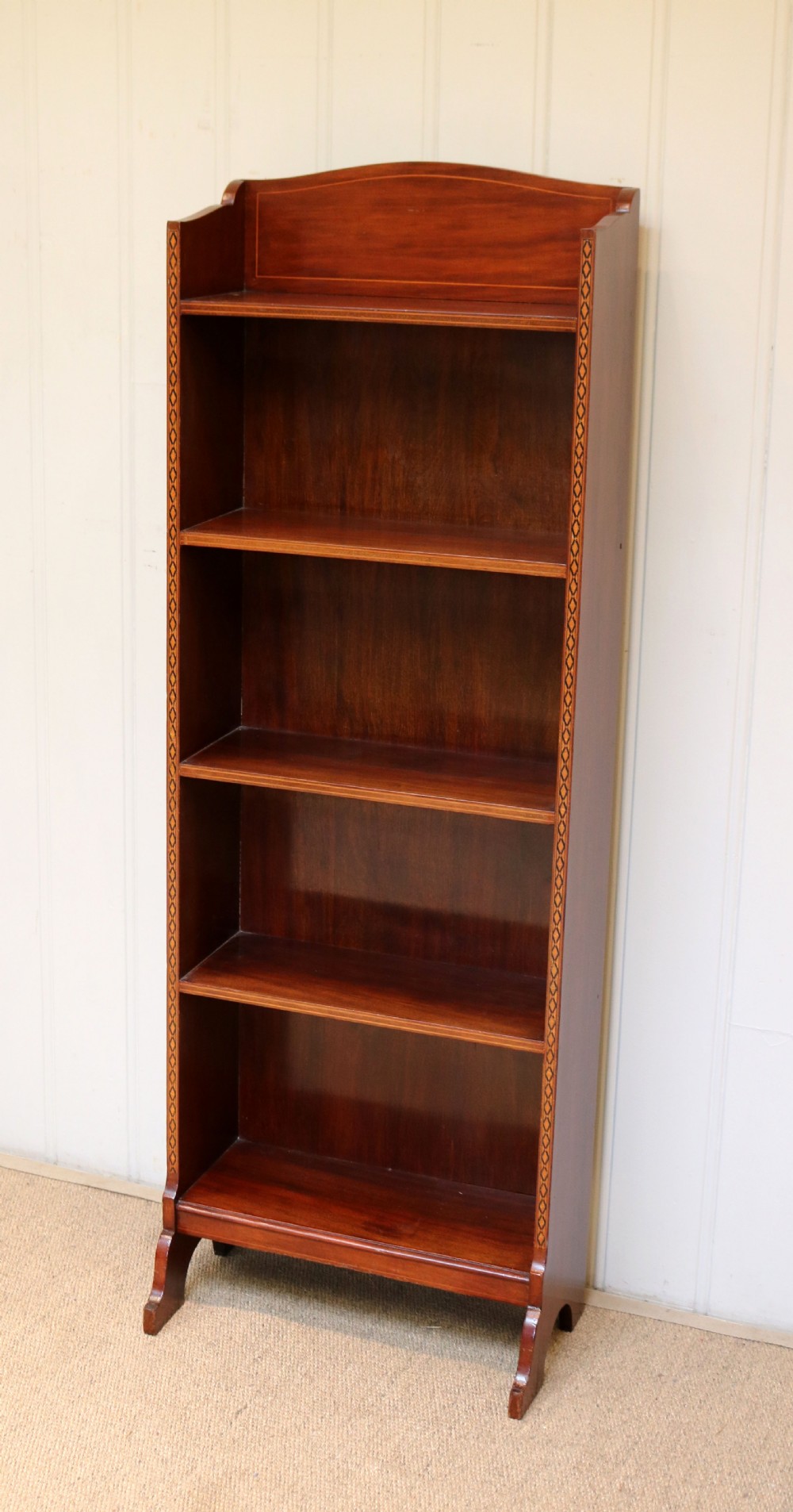 Edwardian Tall Slim Open Mahogany Bookcase View II