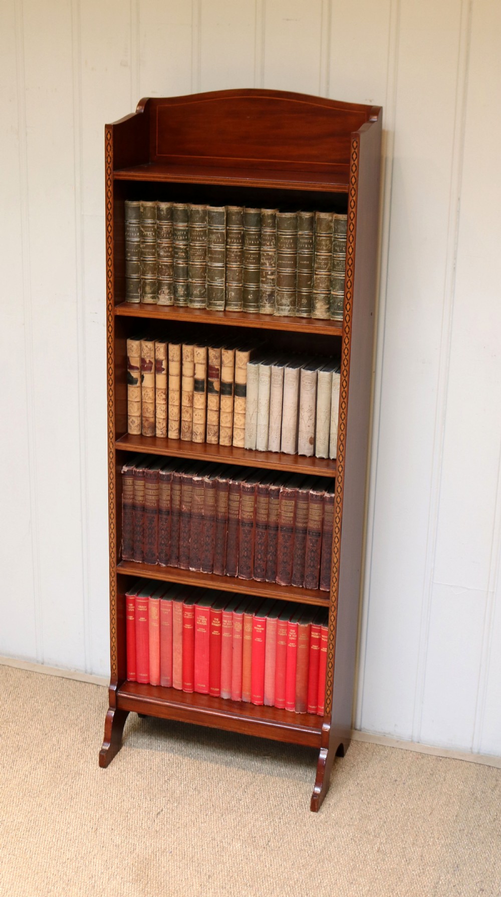 Edwardian Tall Slim Open Mahogany Bookcase View III