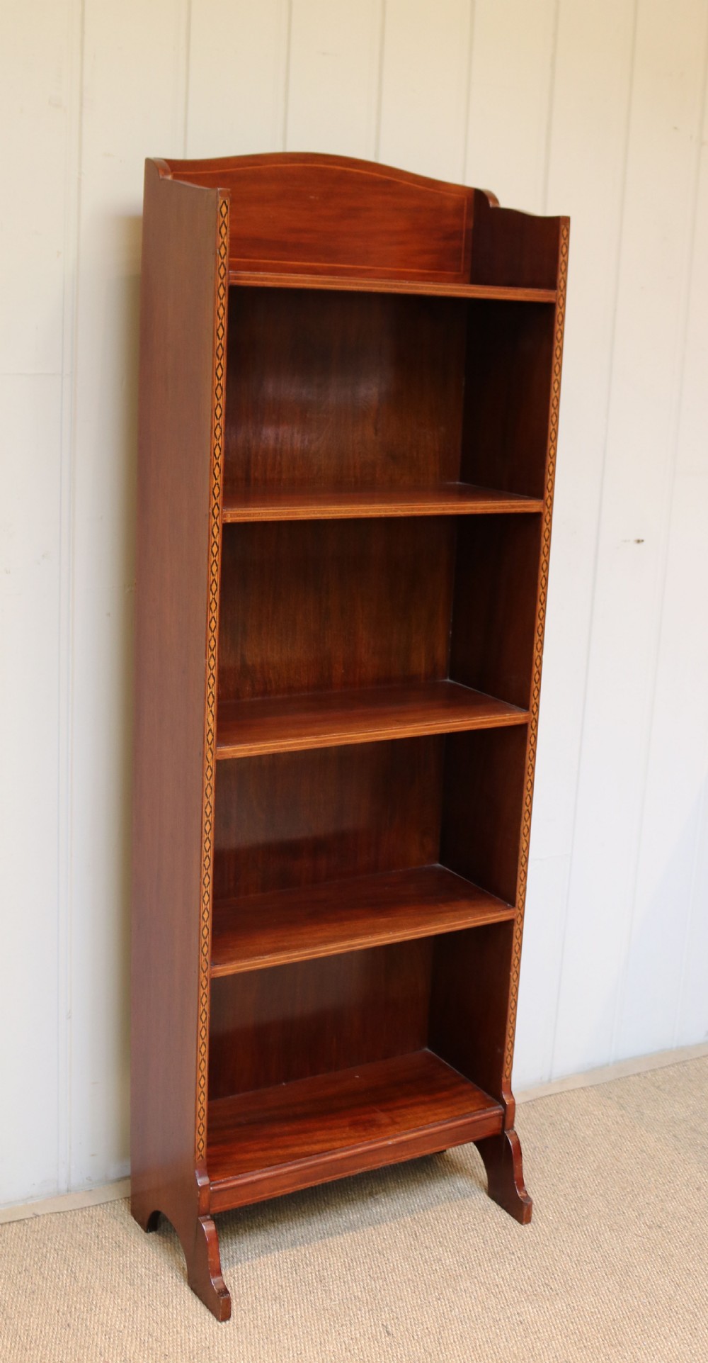 Edwardian Tall Slim Open Mahogany Bookcase View IV