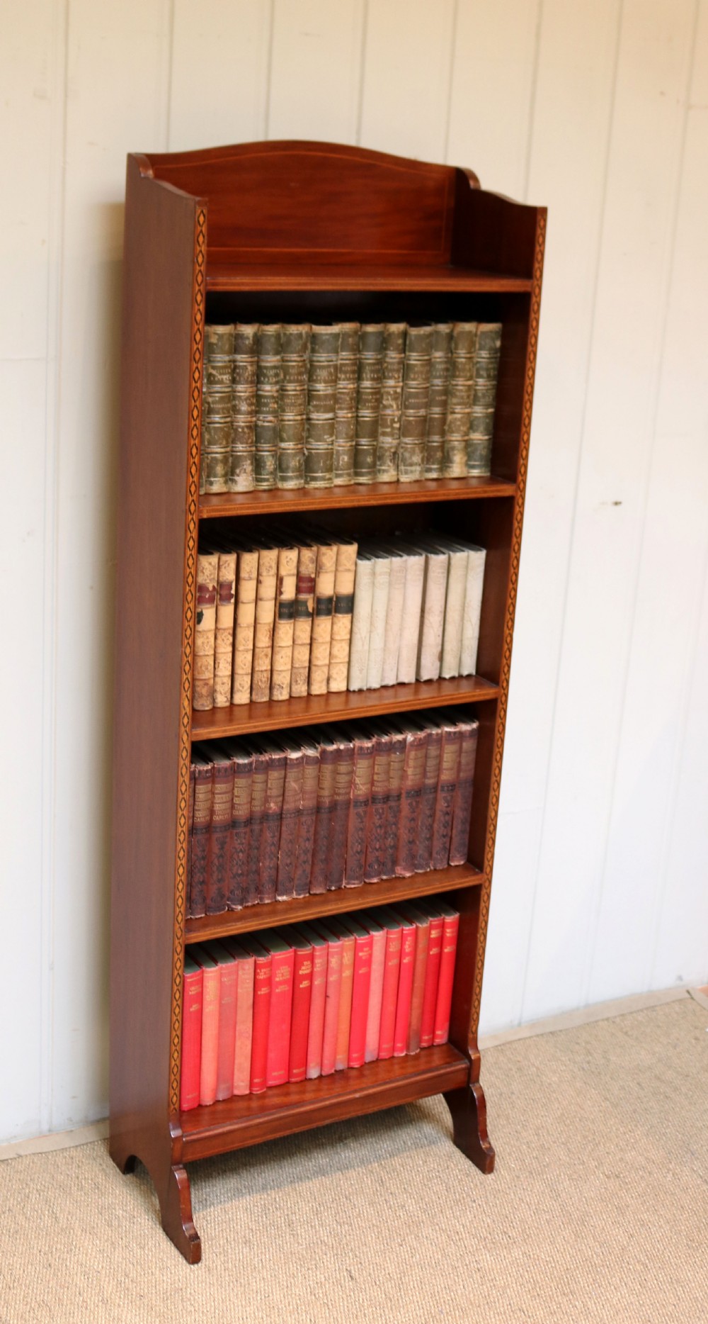 Edwardian Tall Slim Open Mahogany Bookcase View V