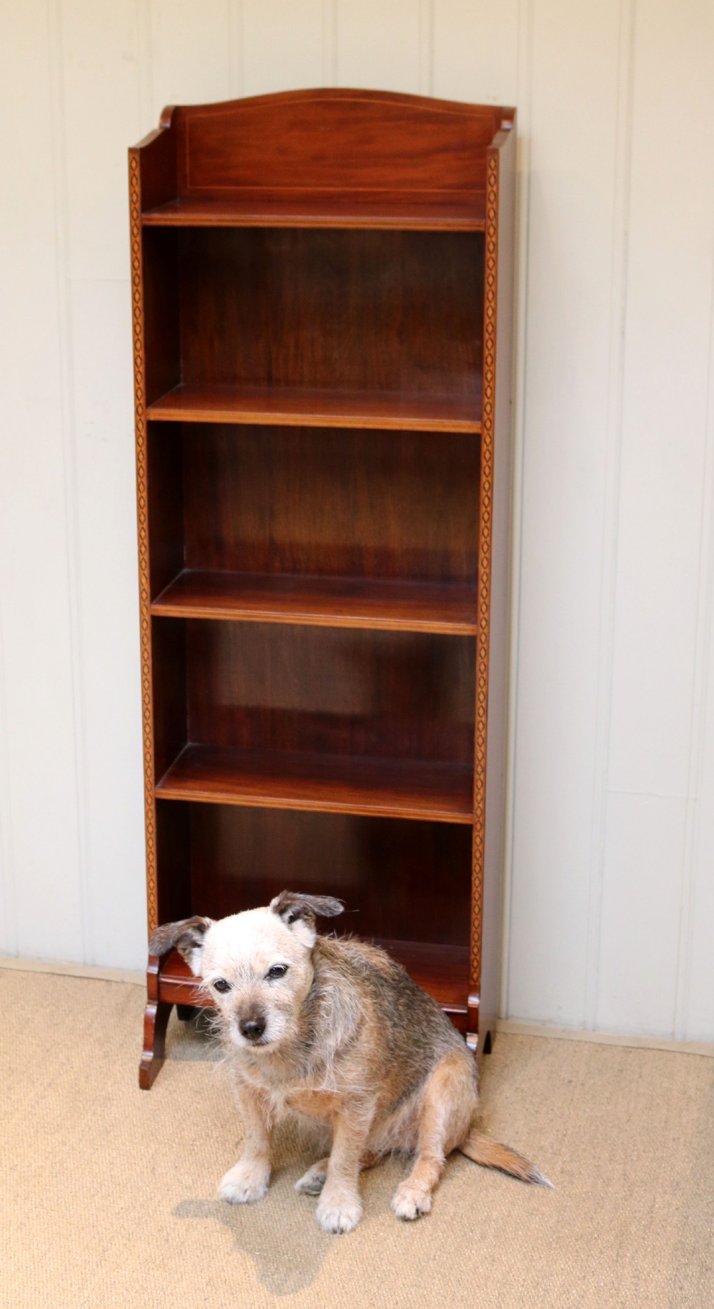 Edwardian Tall Slim Open Mahogany Bookcase View VI
