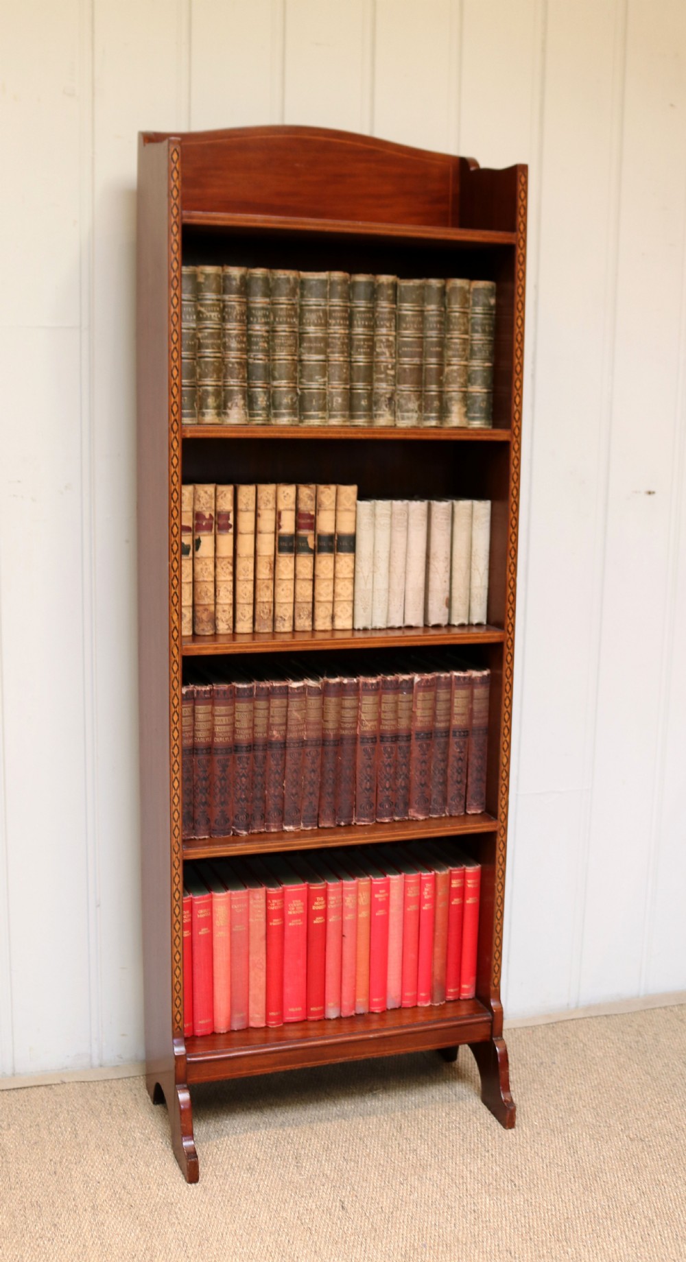 Edwardian Tall Slim Open Mahogany Bookcase View VII
