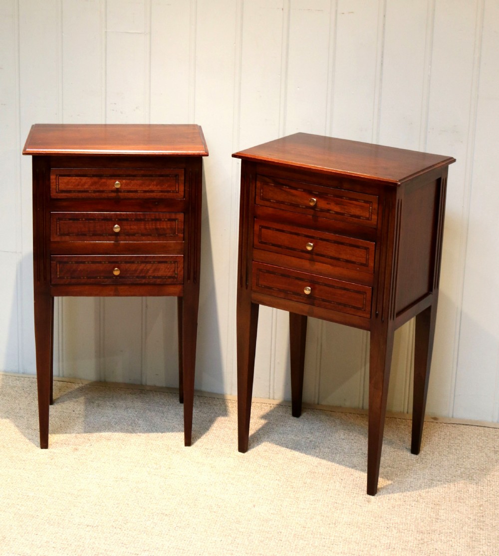 Pair Of Inlaid Walnut Bedside Cabinets