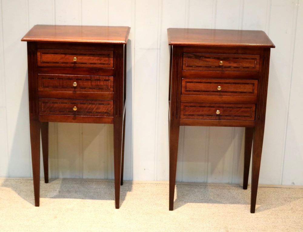 Pair Of Inlaid Walnut Bedside Cabinets View II