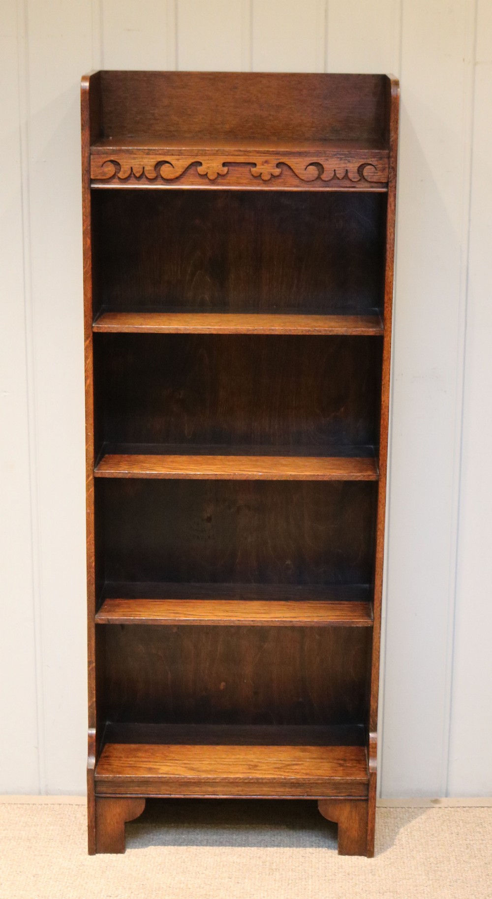 Tall Slim Oak Open Book Shelves View IV
