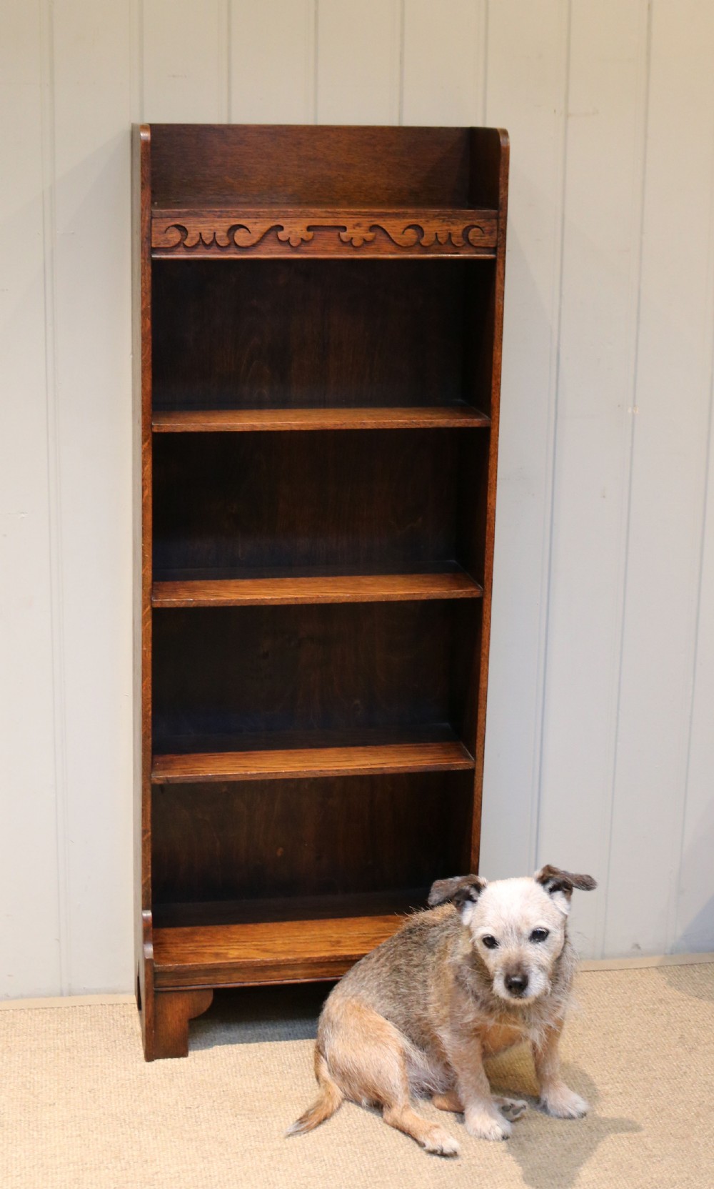 Tall Slim Oak Open Book Shelves View VII