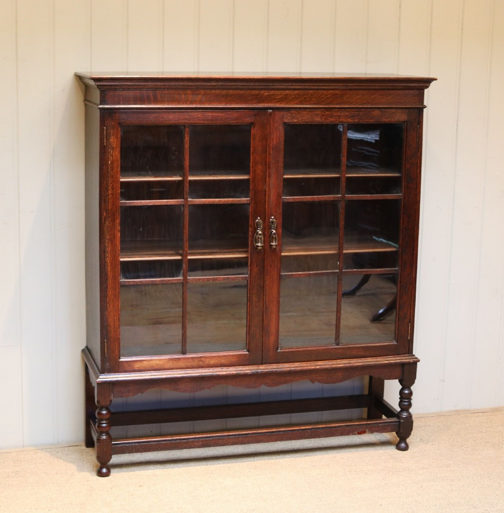 Oak Glazed Bookcase View IV