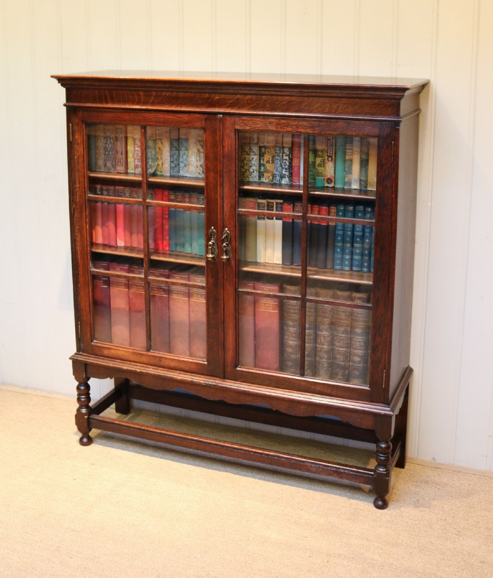 Oak Glazed Bookcase View V