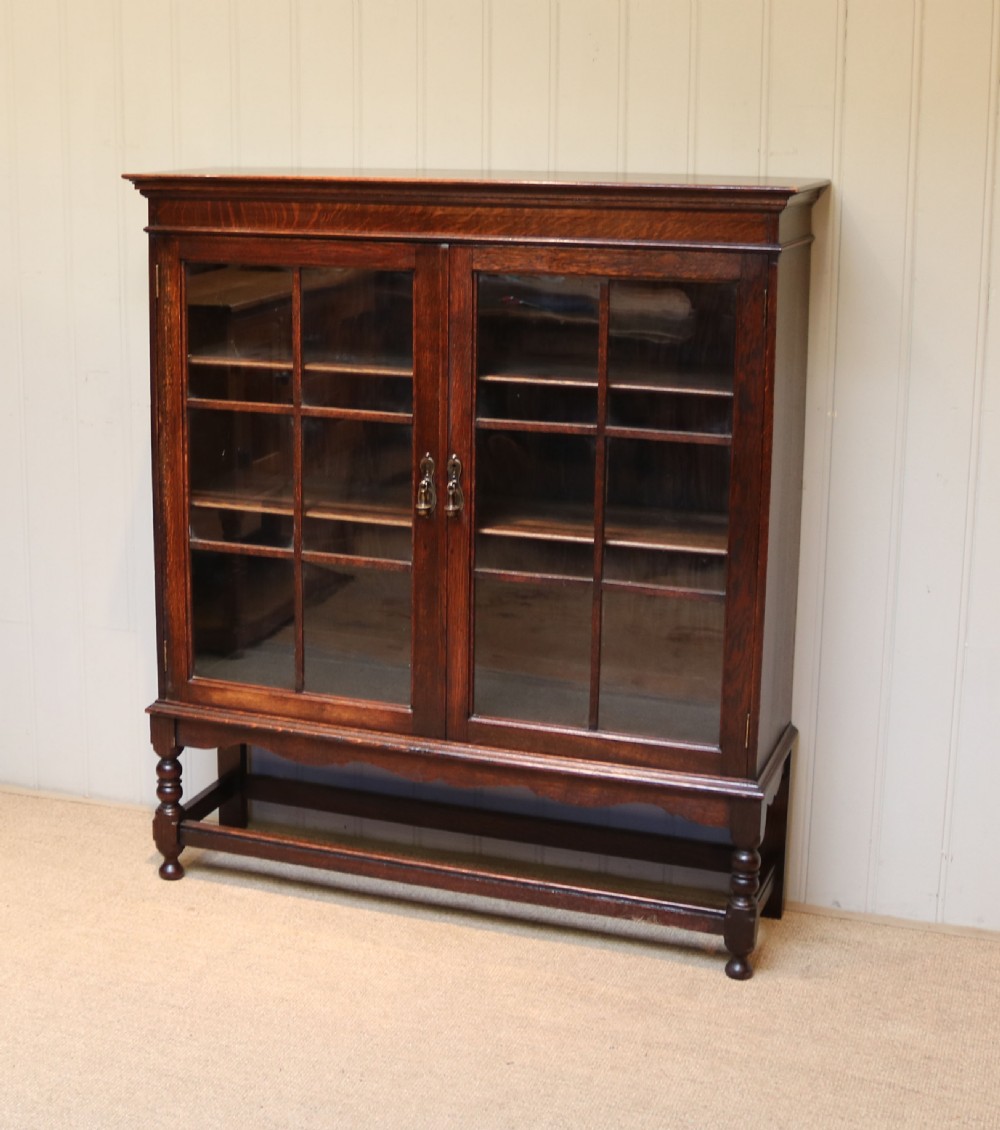 Oak Glazed Bookcase View VI