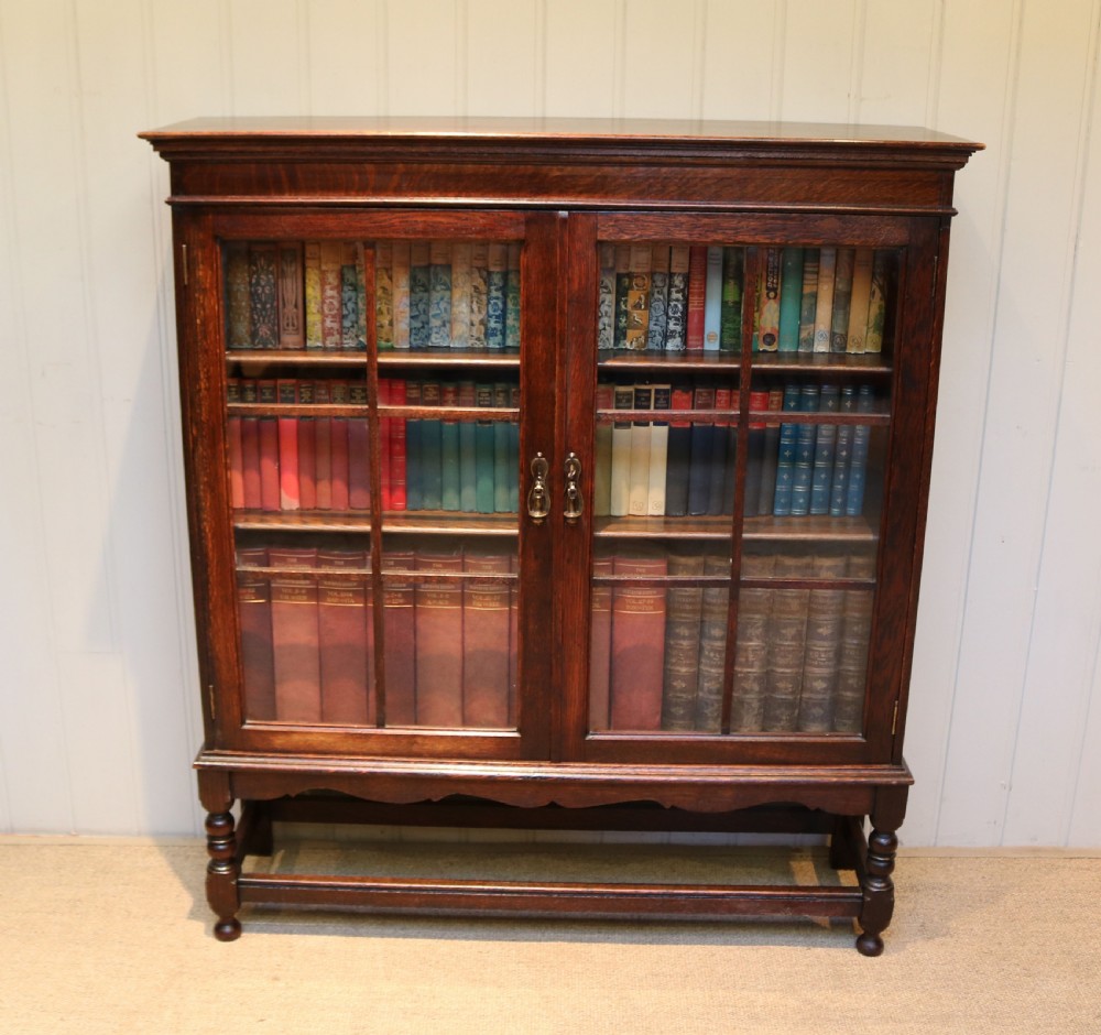 Oak Glazed Bookcase View VII