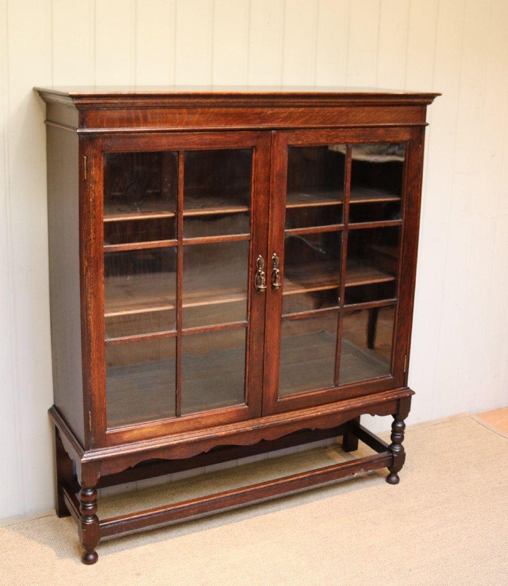 Oak Glazed Bookcase View VIII