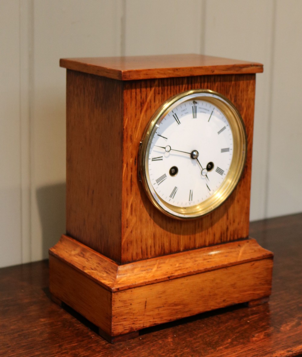 Golden Oak Mantel Clock By Queen Victoria's Clockmaker View II
