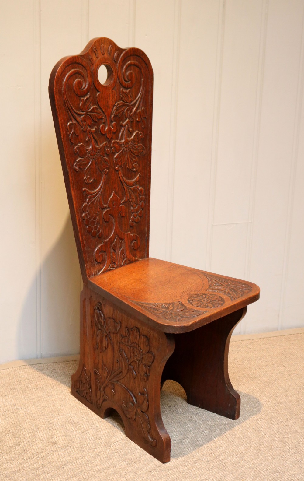 Carved Oak Low Chair
