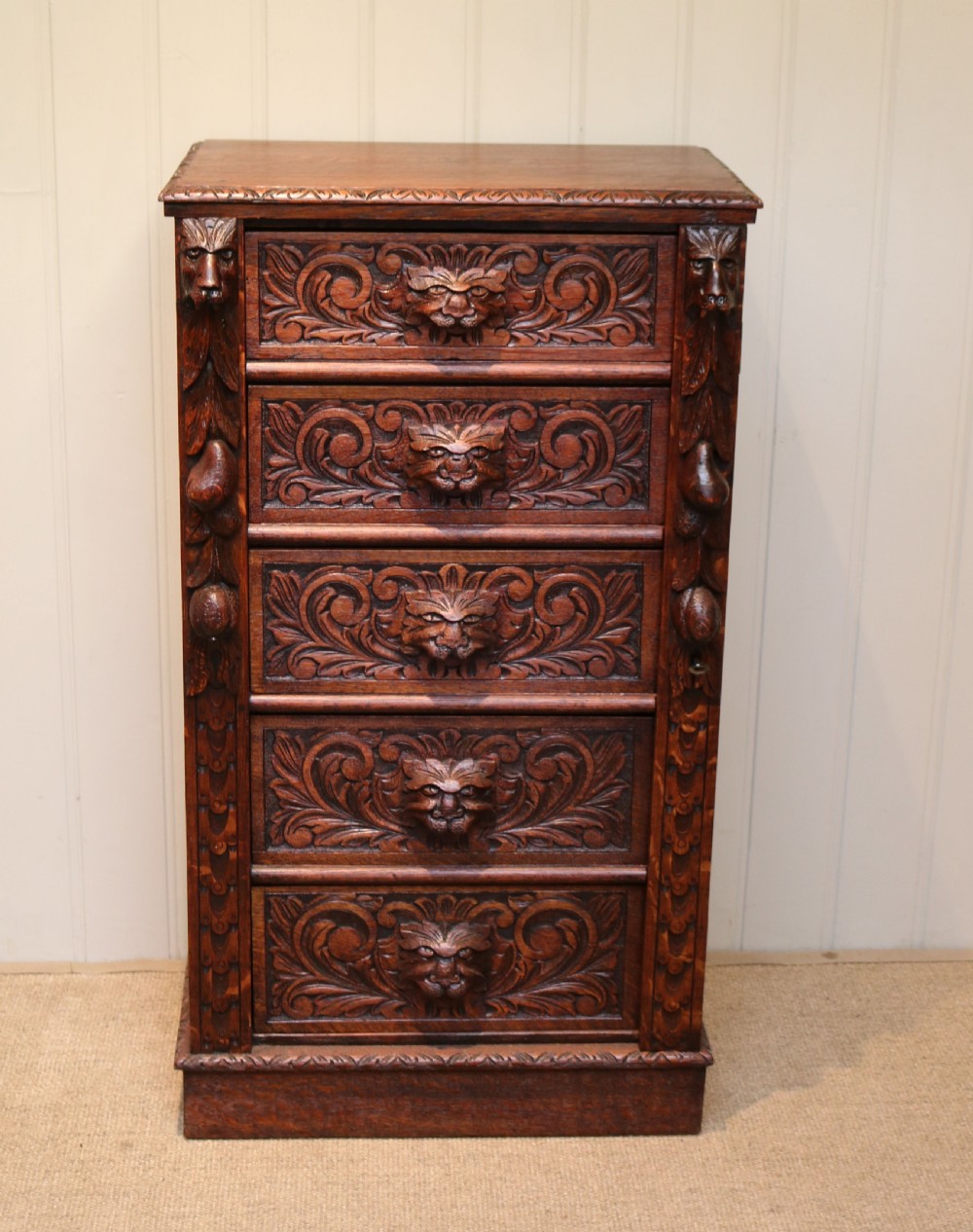 Oak Green Man Wellington Chest