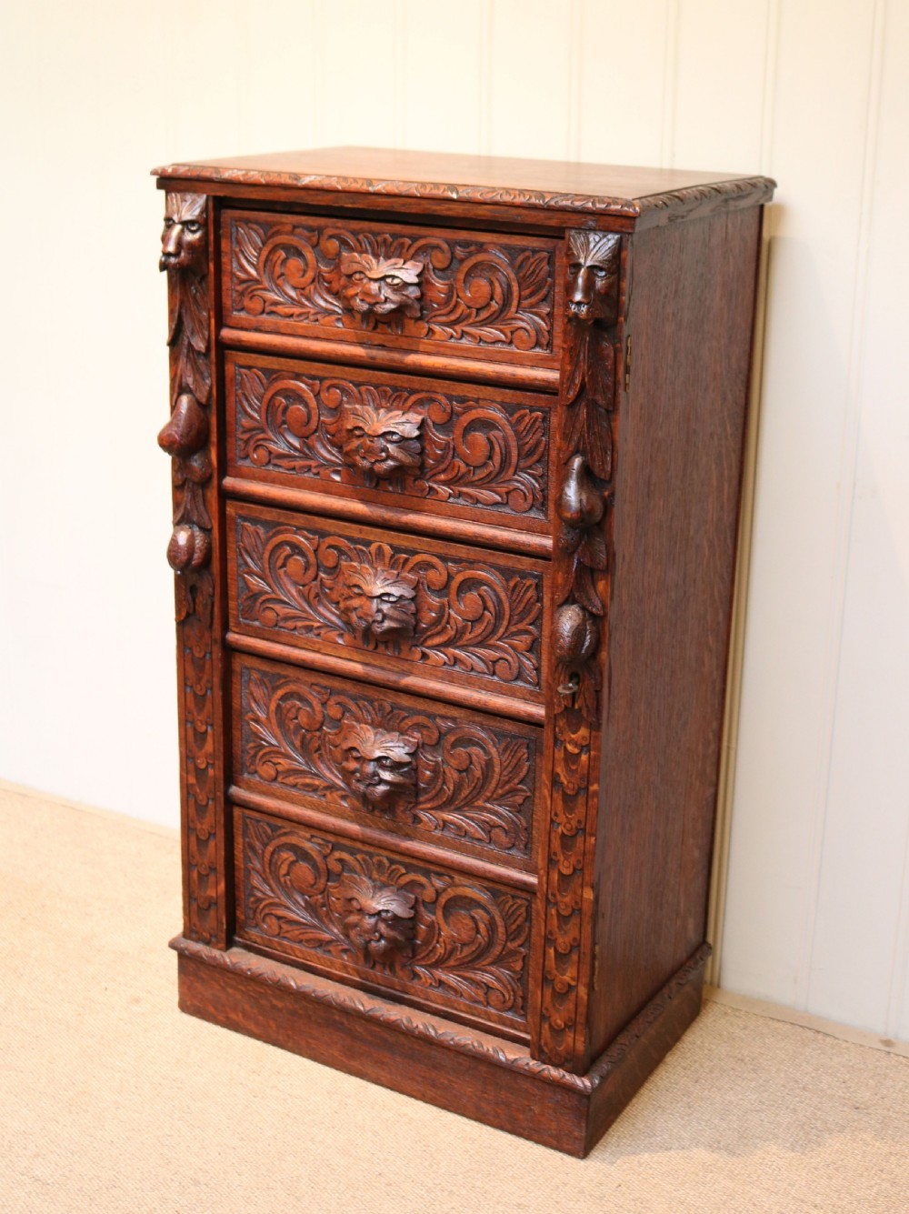Oak Green Man Wellington Chest View III