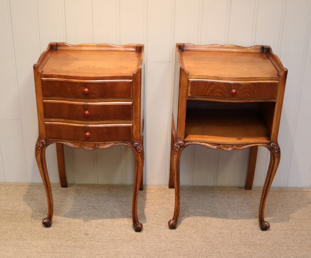Pair Of French Cherry Wood Bedside Cabinets