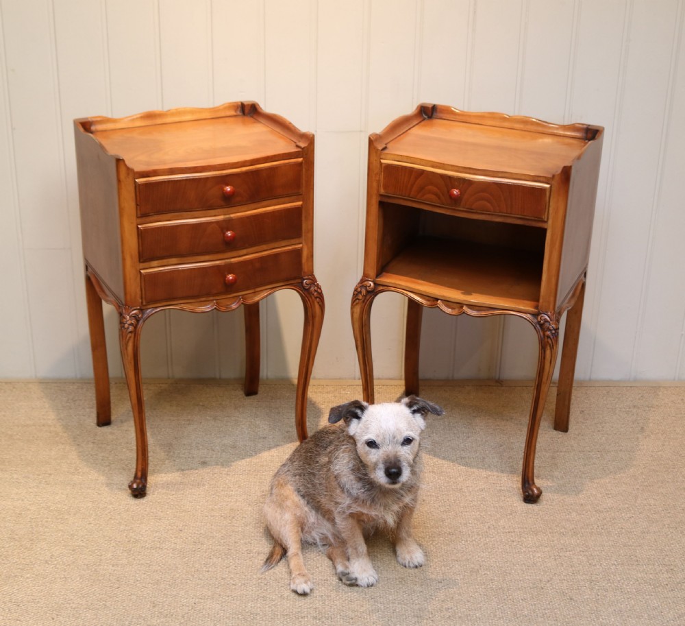 Pair Of French Cherry Wood Bedside Cabinets View V