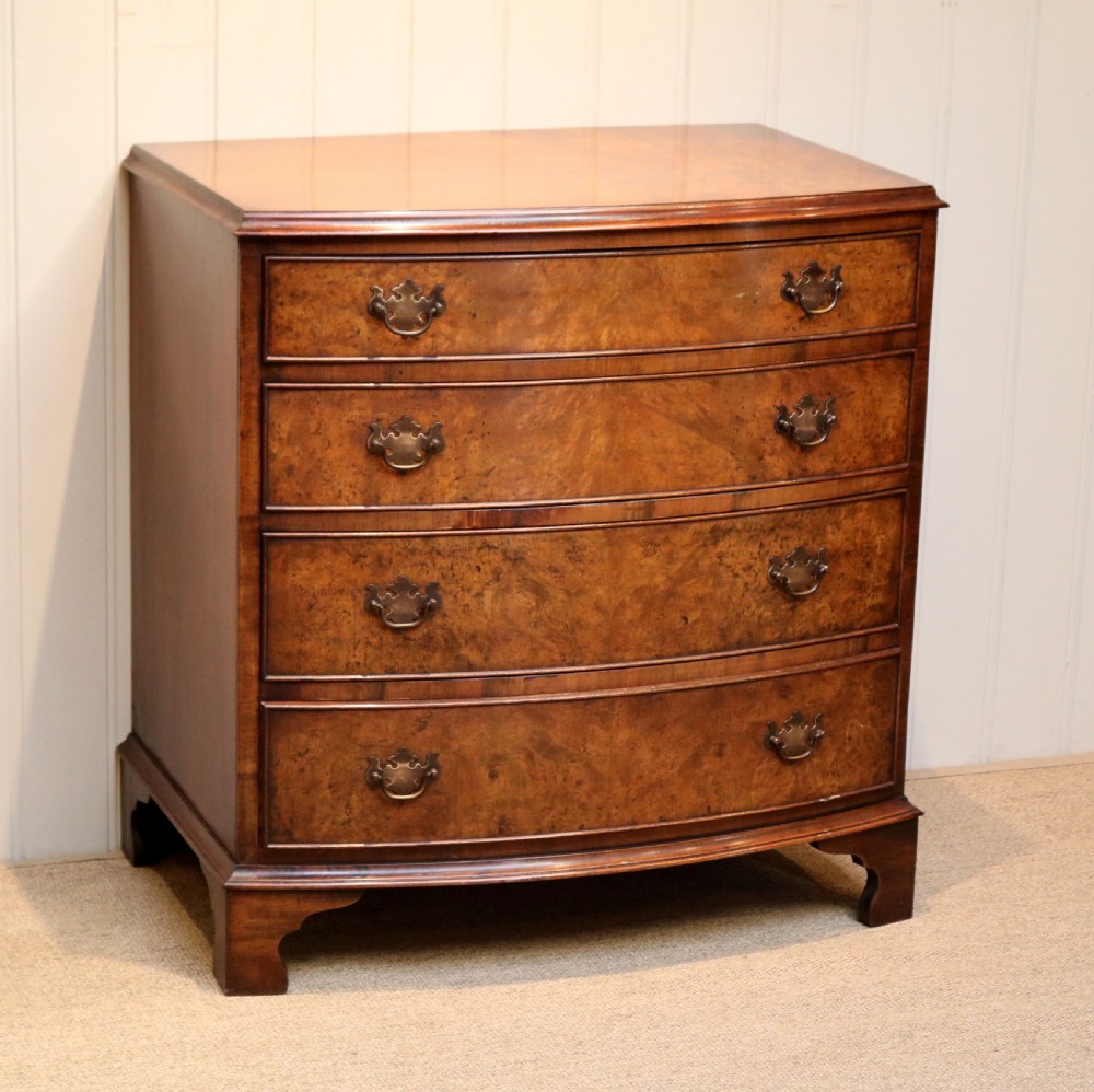Walnut Bow Front Chest Of Drawers