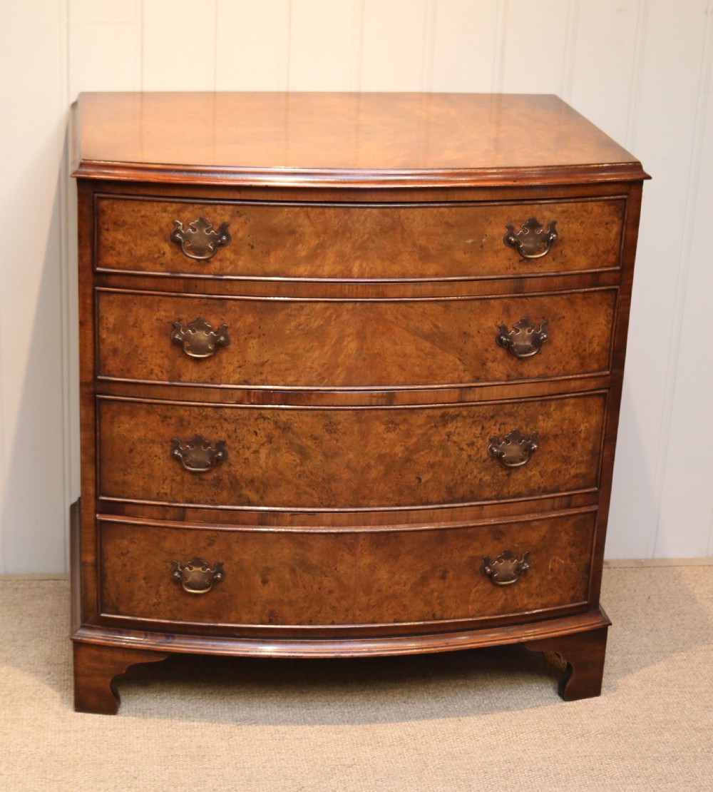 Walnut Bow Front Chest Of Drawers View II
