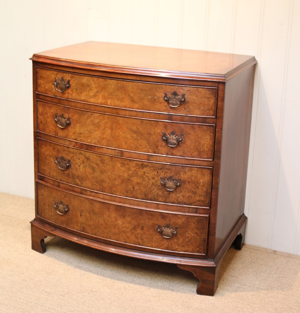 Walnut Bow Front Chest Of Drawers View III