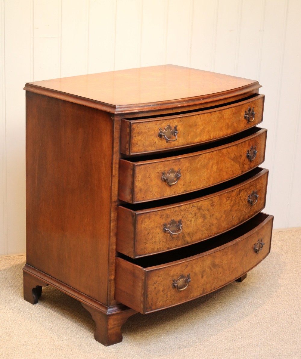 Walnut Bow Front Chest Of Drawers View V