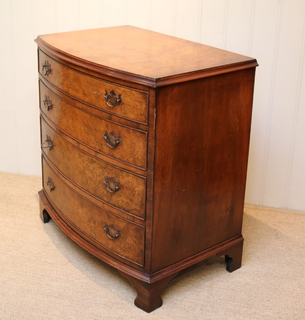 Walnut Bow Front Chest Of Drawers View VI