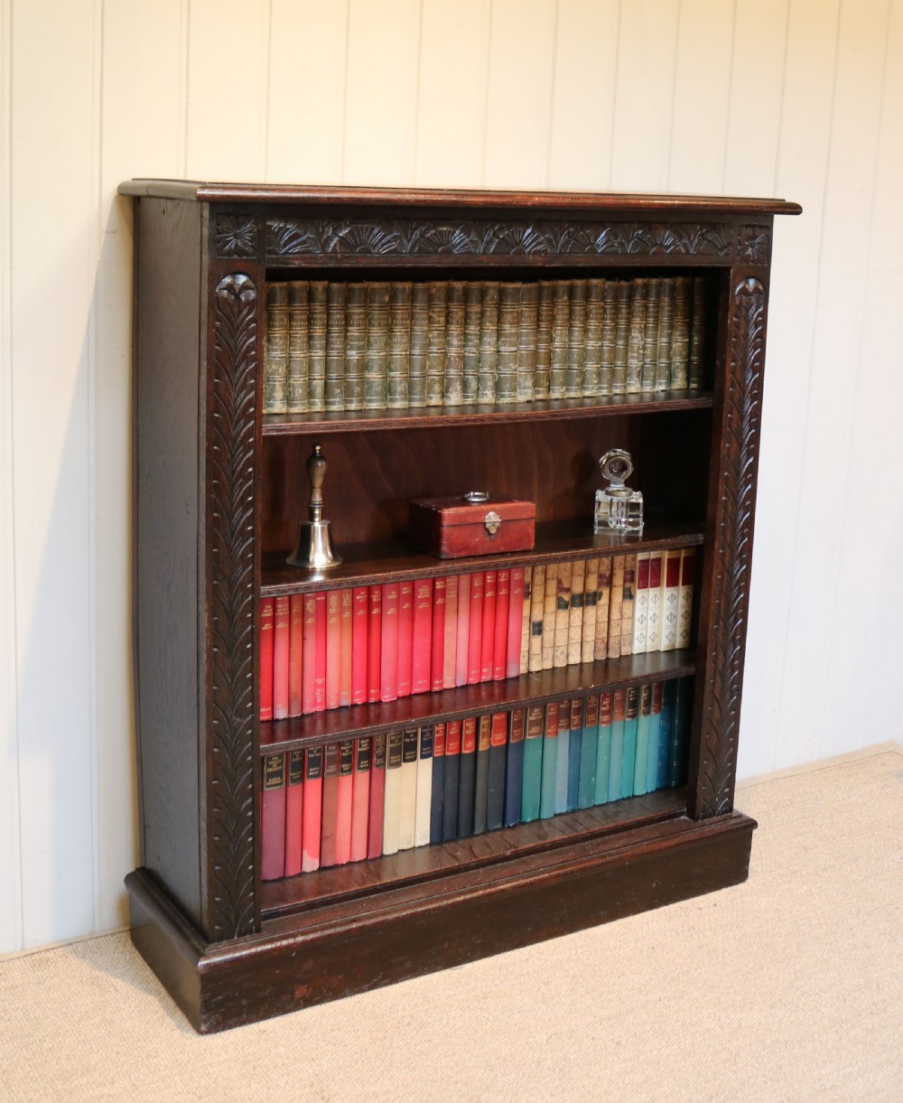 Victorian Dark Oak Open Bookcase