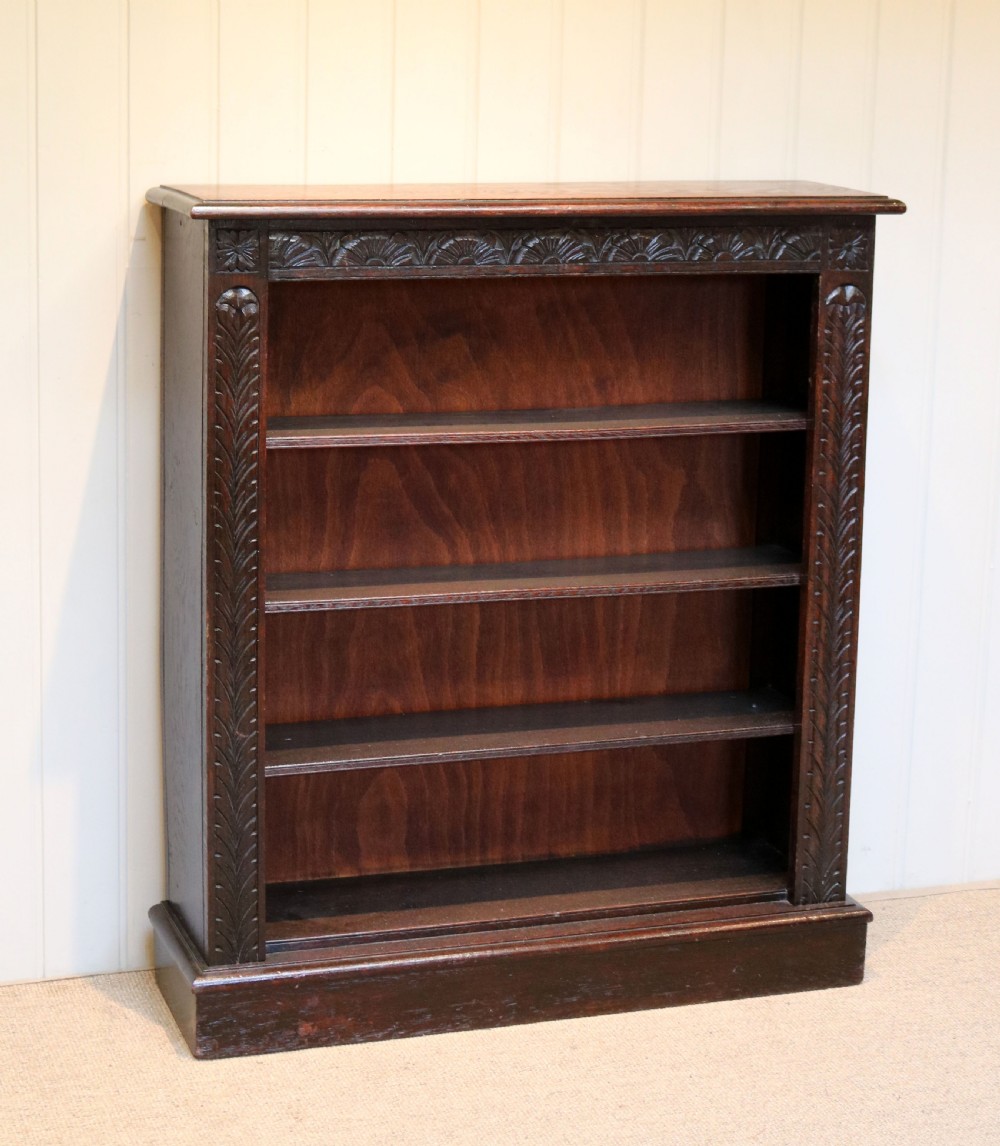 Victorian Dark Oak Open Bookcase View II