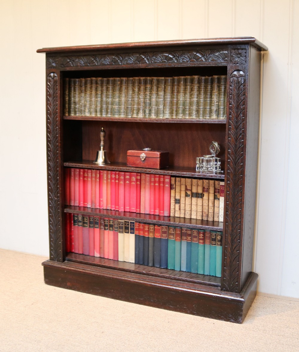 Victorian Dark Oak Open Bookcase View III