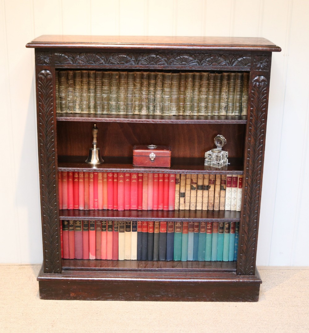 Victorian Dark Oak Open Bookcase View V