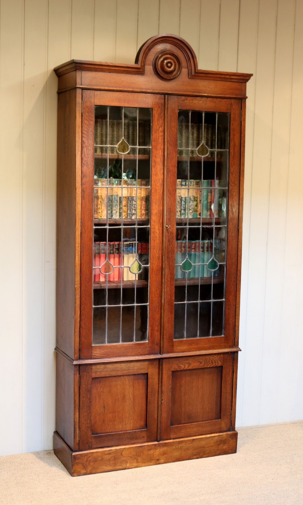 Tall Oak Cabinet Bookcase