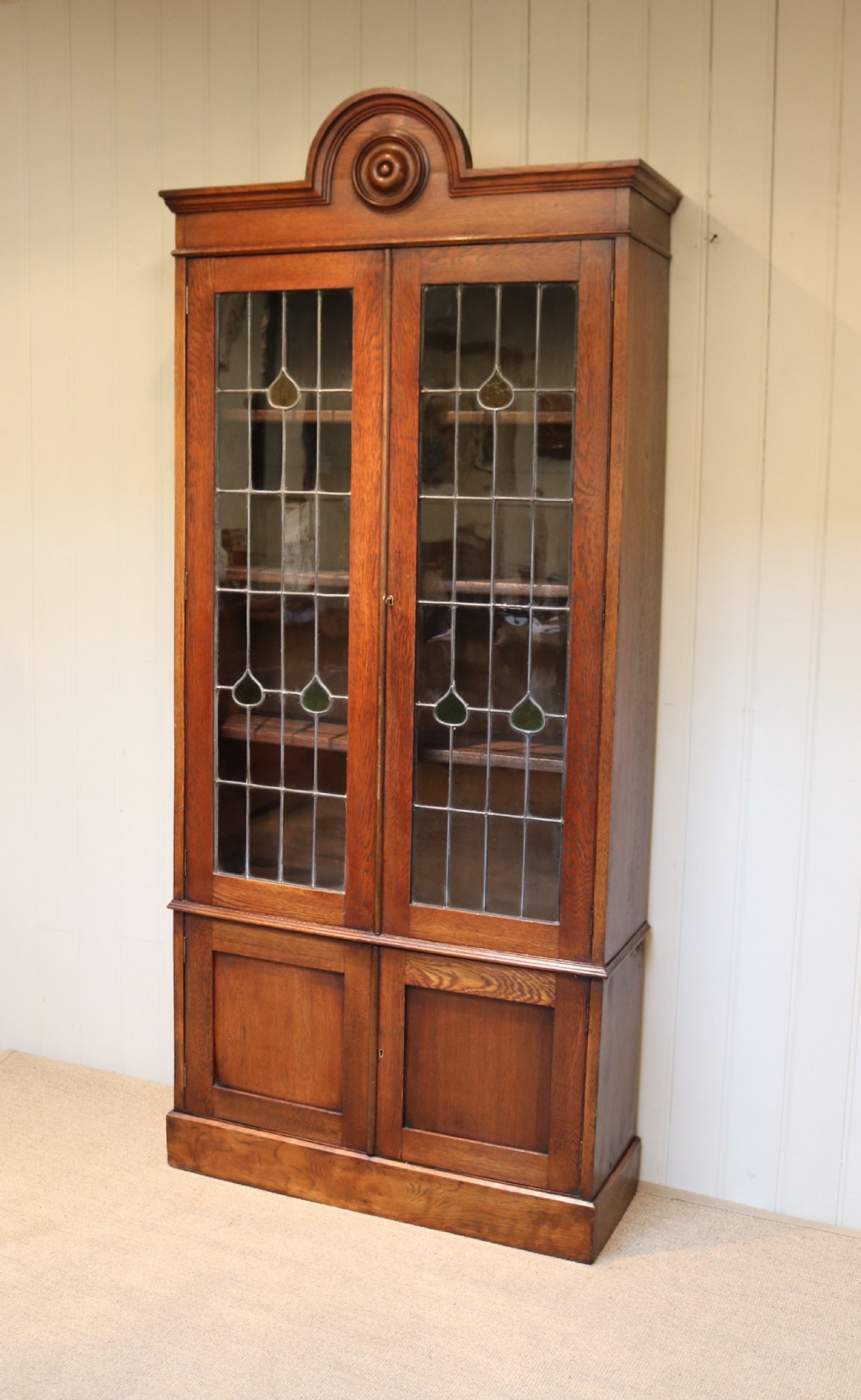 Tall Oak Cabinet Bookcase View II